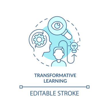 2D düzenlenebilir mavi dönüştürücü öğrenme simgesi, basit tek renkli vektör, öğrenme teorileri ince çizgi çizimi.
