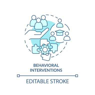 2D düzenlenebilir mavi davranış müdahale simgesi, basit tek renkli vektör, öğrenme teorileri ince çizgi çizimi.