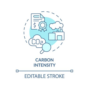 2B düzenlenebilir mavi karbon yoğunluk simgesi, tek renkli izole vektör, iklim ölçümleri ince çizgi çizimi.