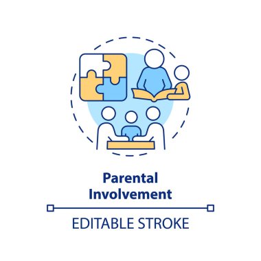 2B düzenlenebilir çok renkli ebeveyn katılımı simgesi, basit izole vektör, ince çizgi çizimi teorileri öğrenme.