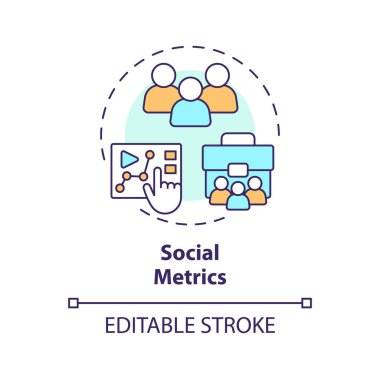 2B düzenlenebilir çok renkli sosyal ölçüm simgesi, basit izole vektör, iklim ölçümleri ince çizgi çizimi.