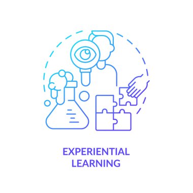 2B gradyan deneysel öğrenme simgesi, basit vektör, öğrenme teorilerini temsil eden ince çizgi illüstrasyonu.