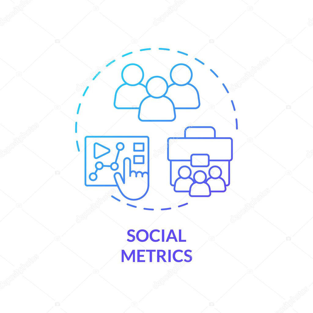 2D gradient social metrics icon, simple isolated vector, climate metrics thin line illustration.
