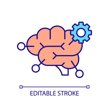 2D basit düzenlenebilir bilişsel ikon öğrenme teorilerini temsil ediyor, izole vektör, ince çizgi çizimi.