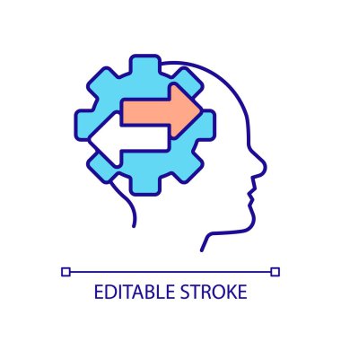 2B kişiselleştirilebilir davranış simgesi öğrenme teorilerini temsil ediyor, izole edilmiş vektör, ince çizgi çizimi.