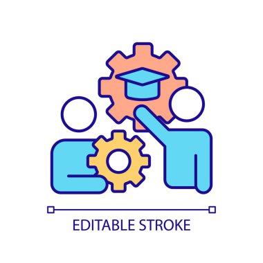 2D basit, düzenlenebilir, öğrenme teorilerini temsil eden aktif bağlılık simgesi, izole edilmiş vektör, ince çizgi çizimi.