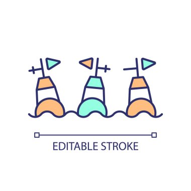 2B özelleştirilebilir okyanus şamandırası iklim metriklerini temsil eden ikon, izole vektör, ince çizgi illüstrasyonu.