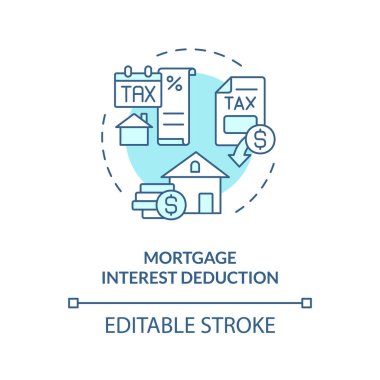 İpotek faiz indirimi, yumuşak mavi konsept simgesi. Vergi mükellefleri için özel finansal yardım. Vergi indirimi. Yuvarlak şekil çizimi. Soyut bir fikir. Grafik tasarımı. Günlük paylaşımında kullanması kolay
