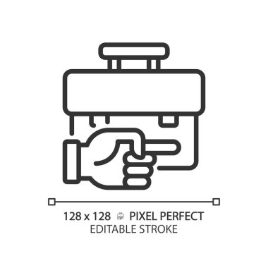 2B piksel mükemmel düzenlenebilir siyah işsizlik simgesi, izole edilmiş basit vektör, ince çizgi çizimi ekonomik krizi temsil ediyor.