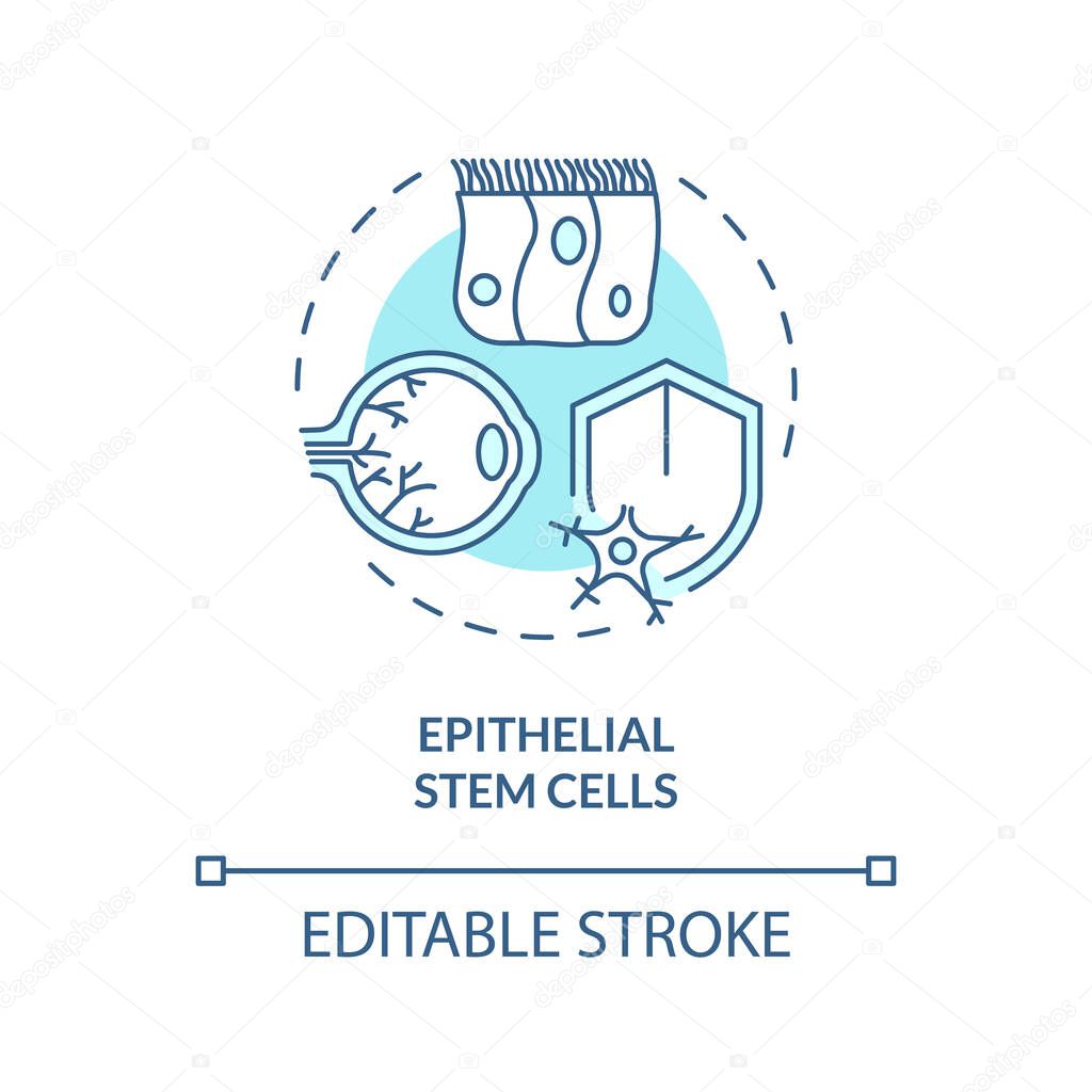2D editable blue epithelial stem cells icon, monochromatic isolated vector, thin line illustration representing cell therapy.
