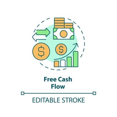 2B düzenlenebilir çok renkli nakit akışı simgesi, basit izole edilmiş vektör, nakit akışı yönetimini temsil eden ince çizgi illüstrasyonu.