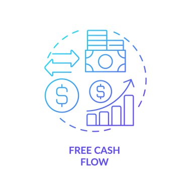 2B gradyan serbest nakit akışı simgesi, basit izole edilmiş vektör, nakit akışı yönetimini temsil eden mavi ince çizgi illüstrasyonu.
