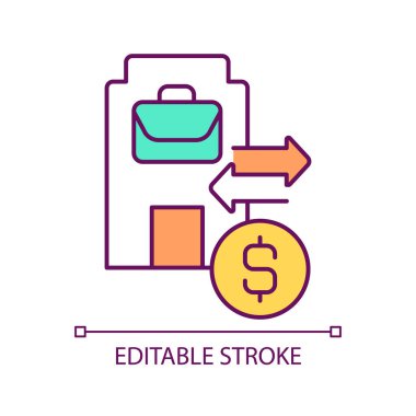 Nakit akışı yönetimini temsil eden 2D basit düzenlenebilir simge, izole edilmiş vektör, ince çizgi illüstrasyonu.