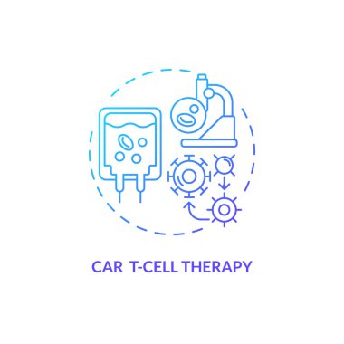 2D gradyan CAR T-Cell terapi ikonu, basit izole edilmiş vektör, ince çizgi mavi illüstrasyon hücre terapisini temsil ediyor.