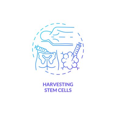 2B gradyan kök hücre simgesi, basit izole edilmiş vektör, ince çizgi mavi illüstrasyon hücre terapisini temsil ediyor.