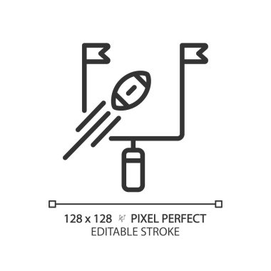 Doğrusal post simgesini hedef al. Amerikan futbolu. Oyun kuralları. Puan kazanmak için hedef. Açık hava sporu. Dikey çıkıntılar. İnce çizgili çizim. Contour sembolü. Vektör çizimi. Düzenlenebilir vuruş