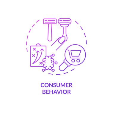 2B gradyan tüketici davranışı ikonu, izole edilmiş yaratıcı vektör, pembe vergiyi temsil eden ince çizgi çizgisi çizimi.