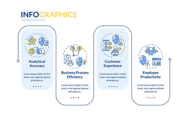2D cognitive computing vector infographics template with multicolor linear icons concept, data visualization with 4 steps, process timeline chart.