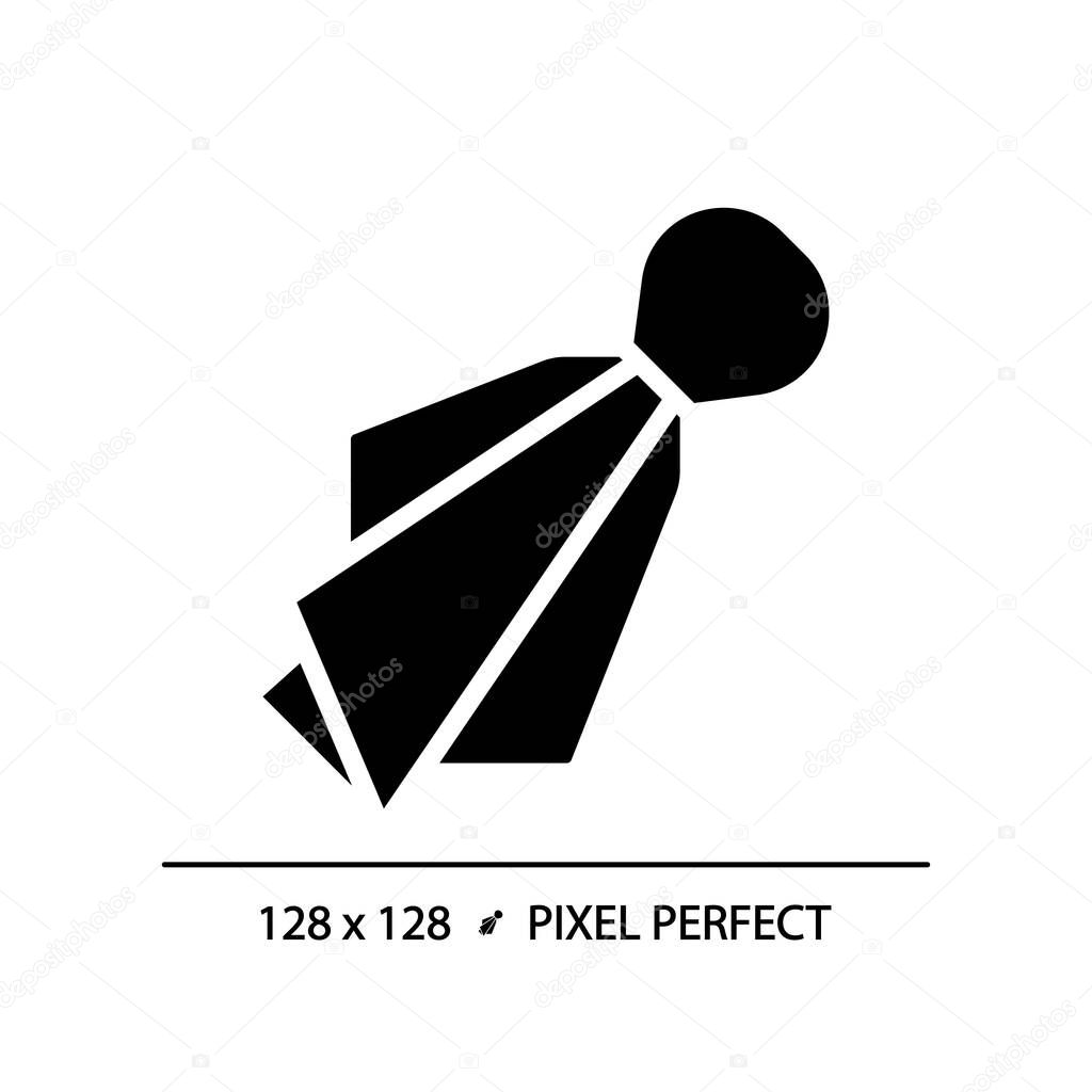 Penalty flag black glyph icon. Game rules infraction. Fair play. American football game regulation. Sport equipment. Silhouette symbol on white space. Solid pictogram. Vector isolated illustration