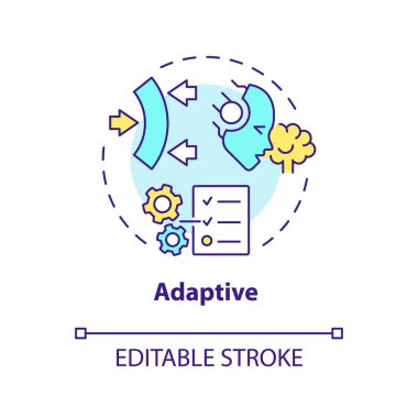 2B düzenlenebilir çoklu renk ikonu, basit izole vektör, bilişsel hesaplamayı temsil eden ince çizgi illüstrasyonu.