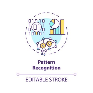 2B düzenlenebilir çoklu renk tanımlama simgesi, basit izole vektör, bilişsel hesaplamayı temsil eden ince çizgi illüstrasyonu.