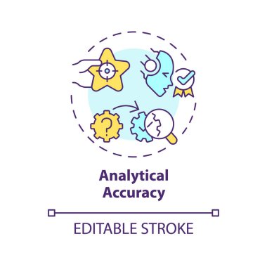 2B düzenlenebilir çok renkli analitik doğruluk simgesi, basit izole edilmiş vektör, bilişsel hesaplamayı temsil eden ince çizgi illüstrasyonu.