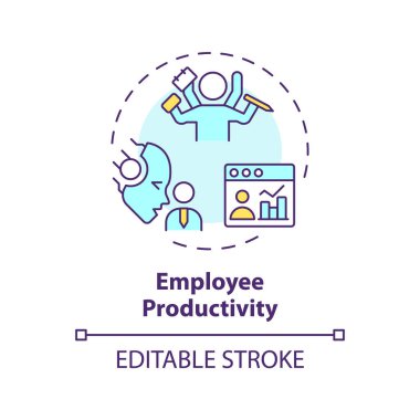2B düzenlenebilir çok renkli çalışan üretkenlik simgesi, basit izole vektör, ince çizgi çizimi bilişsel hesaplamayı temsil ediyor.