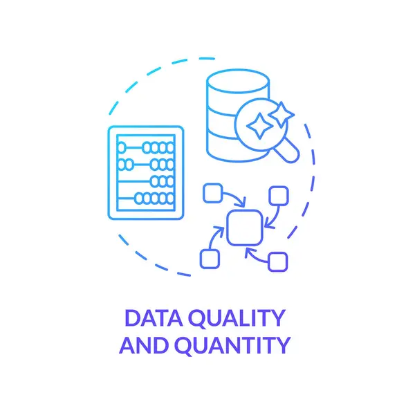 stock vector 2D gradient data quality and quantity icon, creative isolated vector, thin line blue illustration representing cognitive computing.