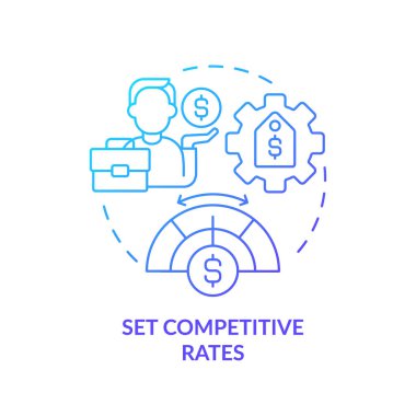 2B gradyan seti rekabet oranları simgesi, basit izole edilmiş vektör, işyeri eğilimlerini temsil eden ince çizgi illüstrasyonu.