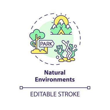 2B düzenlenebilir çok renkli doğal ortam simgesi, basit izole vektör, çevreci psikolojiyi temsil eden ince çizgi illüstrasyonu.