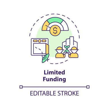 2B düzenlenebilir çok renkli finansman ikonu, yaratıcı izole vektör, tarımsal kümeleri temsil eden ince çizgi illüstrasyonu.