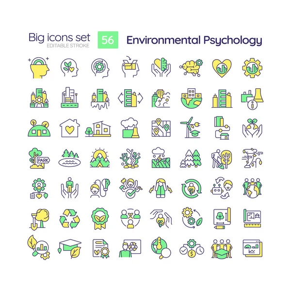 Çevresel psikolojiyi, izole edilmiş vektörü, doğrusal illüstrasyonu temsil eden 2B düzenlenebilir çok renkli büyük simgeler kümesi.