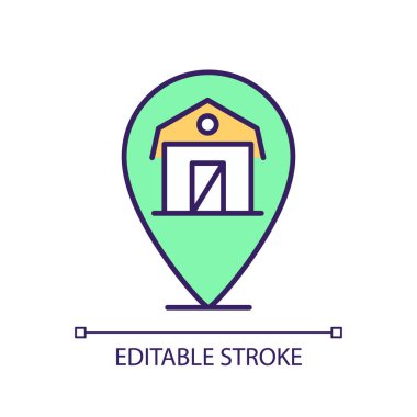 Tarımsal kümeleri temsil eden 2B düzenlenebilir küme simgesi, izole edilmiş vektör, ince doğrusal illüstrasyon.