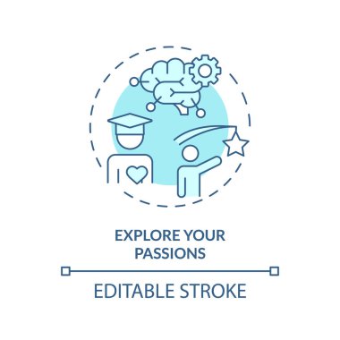 2B düzenlenebilir mavi tutku ikonunuzu, tek renkli izole vektörünüzü, ders dışı aktiviteleri temsil eden ince çizgi illüstrasyonunuzu keşfedin.