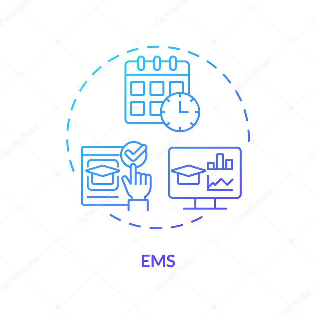 2D gradient EMS icon, creative isolated vector, thin line illustration representing extracurricular activities.