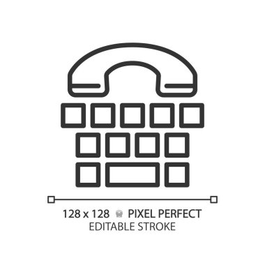 Sağır doğrusal simgesi için iletişim aygıtı. Yaşam tarzı işitme sorunu olan tıp. Modern teknoloji sağır cihazı. İnce çizgili çizim. Contour sembolü. Vektör çizimi. Düzenlenebilir vuruş