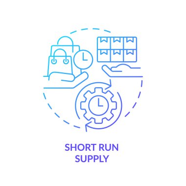 Short run supply blue gradient concept icon. Goods and services over brief period. Round shape line illustration. Abstract idea. Graphic design. Easy to use in brochure marketing clipart