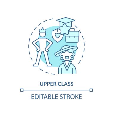 Üst sınıf yumuşak mavi konsept ikonu. Sınıf sistemi. Toplumun en zengin üyeleri. Varlıklı bir yaşam tarzı. Yuvarlak şekil çizimi. Soyut bir fikir. Grafik tasarımı. Makalede kullanması kolay