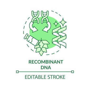 Recombinant DNA green concept icon. Genome sequencing, rna interference. Crop improvement. Round shape line illustration. Abstract idea. Graphic design. Easy to use in article, blog post clipart