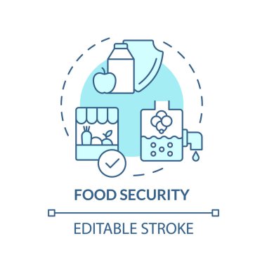 Gıda güvenliği yumuşak mavi konsept ikonu. Sanayi standartları. Laktozsuz süt ürünleri. Yuvarlak şekil çizimi. Soyut bir fikir. Grafik tasarımı. Makalede kullanması kolay, günlük paylaşımı