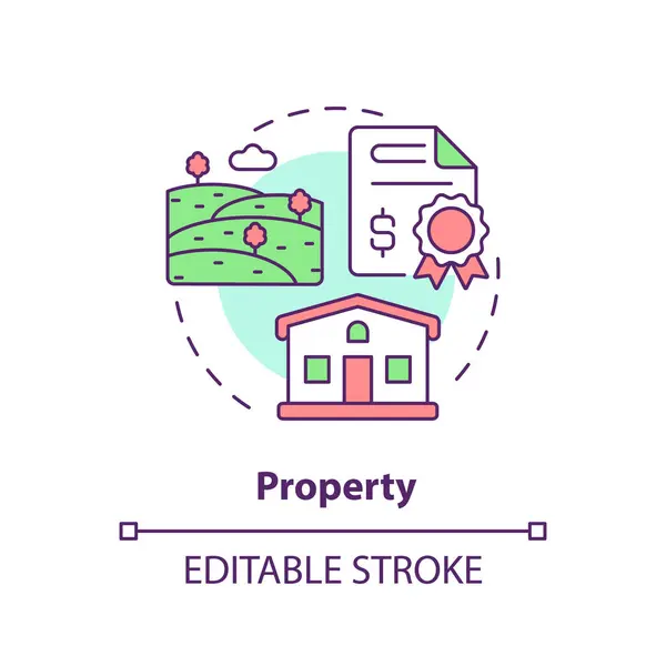 stock vector Property multi color concept icon. Factor of social stratification. House and land ownership. Living conditions. Round shape line illustration. Abstract idea. Graphic design. Easy to use in article