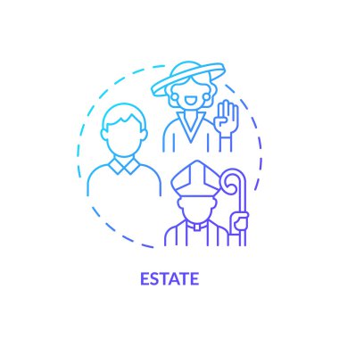 Estate systems blue gradient concept icon. Social stratification. Economic disparity. Feudal system. Social hierarchy. Round shape line illustration. Abstract idea. Graphic design. Easy to use in book clipart