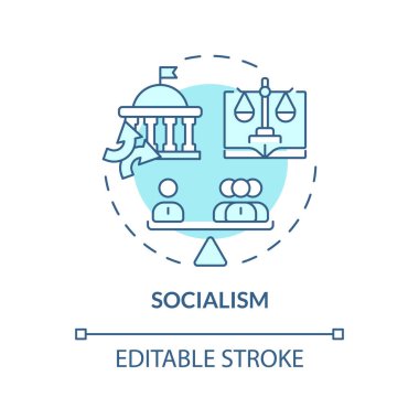 Sosyalizm ideolojisi yumuşak mavi kavram ikonu. Ortak ekonomi planlaması. Otoriter politik yapı. Yuvarlak şekil çizimi. Soyut bir fikir. Grafik tasarımı. Kullanımı kolay