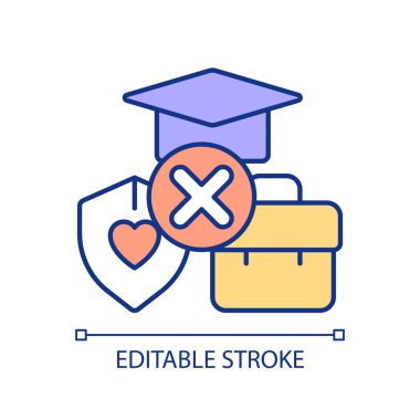 Refah RGB renk simgesine sınırlı erişim. Eğitim ve sağlık hizmetlerinin erişilemezliği. Kariyer engelleri. Sosyal dışlama. İzole vektör çizimi. Basit bir çizgi çizimi. Düzenlenebilir vuruş