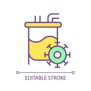 Mikroorganizmalar fermantasyon RGB renk simgesi. Organik materyaller işleniyor. Biyomühendislik teknolojisi, sentetik biyoloji. İzole vektör çizimi. Basit bir çizgi çizimi. Düzenlenebilir vuruş