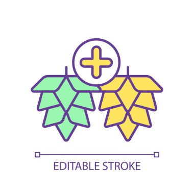 Üzüm genom kombinasyonu RGB renk simgesi. Melez tarım, biyomühendislik. Organik malzemeler. Ekin gelişimi. İzole vektör çizimi. Basit bir çizgi çizimi. Düzenlenebilir vuruş