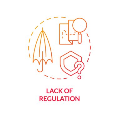 Lack of regulation red gradient concept icon. Peer-to-peer lending. No insurance, government protection. Round shape line illustration. Abstract idea. Graphic design. Easy to use in marketing clipart