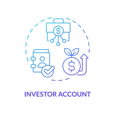 Kredi tarihi mavi gradyan konsept simgesi. Kredi kartı hesapları bilgileri, krediler, geri ödeme kayıtları. Yuvarlak şekil çizimi. Soyut bir fikir. Grafik tasarımı. Pazarlamada kullanımı kolaydır.