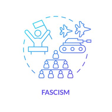 Faschism ideology blue gradient concept icon. Militaristic politic, dictatorship regime. Discrimination policy, autocracy. Round shape line illustration. Abstract idea. Graphic design. Easy to use clipart