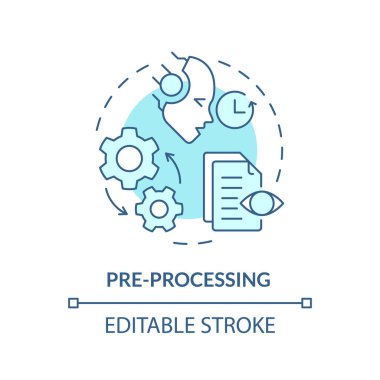 Yumuşak mavi konsept simgesi hazırlanıyor. Sanal asistan, dönüştürücü araçlar. Veri işleme. Yuvarlak şekil çizimi. Soyut bir fikir. Grafik tasarımı. Bilgide kullanması kolay